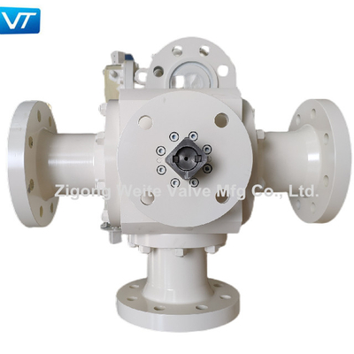 T Type API 6D Ball Valve Bare Stem ISO5211 منصة عالية ثلاثية الاتجاه