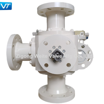 T Type API 6D Ball Valve Bare Stem ISO5211 منصة عالية ثلاثية الاتجاه
